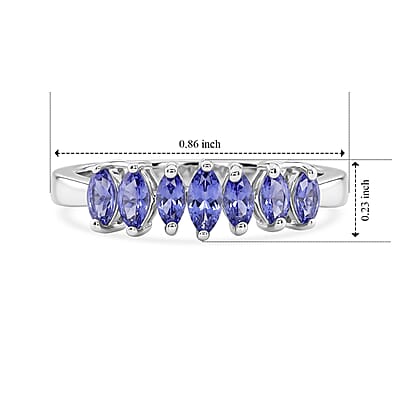 D'Joy Tanzanite 0.75 ctw Ring in Rhodium Over Sterling Silver (Size 8.0)