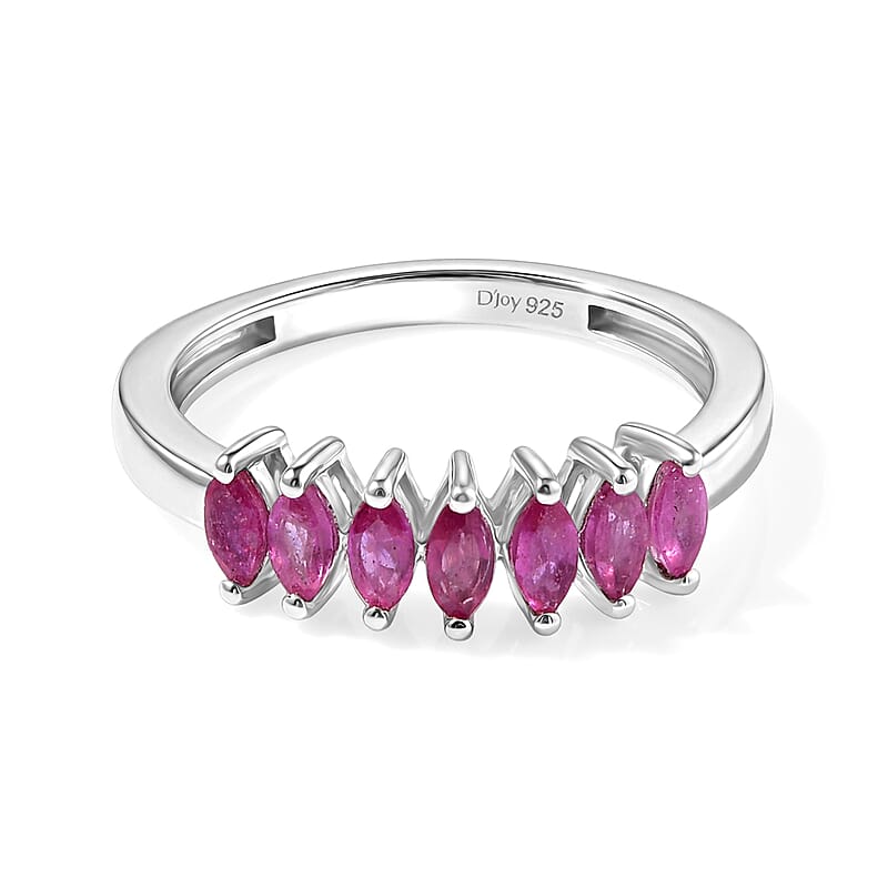 D'Joy Niassa Ruby (FF) 0.75 ctw Ring in Rhodium Over Sterling Silver (Size 10.0)