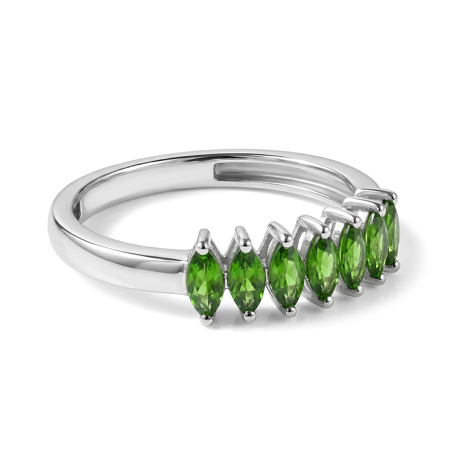 D'Joy Chrome Diopside 0.60 ctw Ring in Rhodium Over Sterling Silver (Size 10.0)