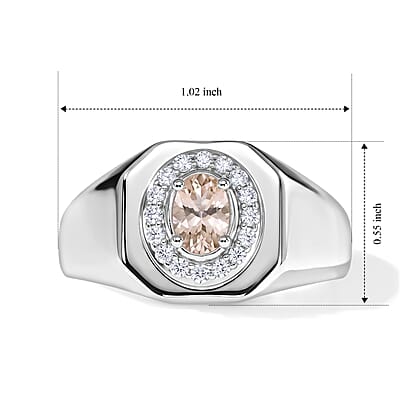 D'Joy Marropino Morganite and Moissanite 0.75 ctw Ring in Rhodium Over Sterling Silver (Size 9.0)
