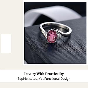 Premium Ouro Fino Rubellite and Diamond I2 2.30 ctw Ring in 10K White Gold (Size 5.5)