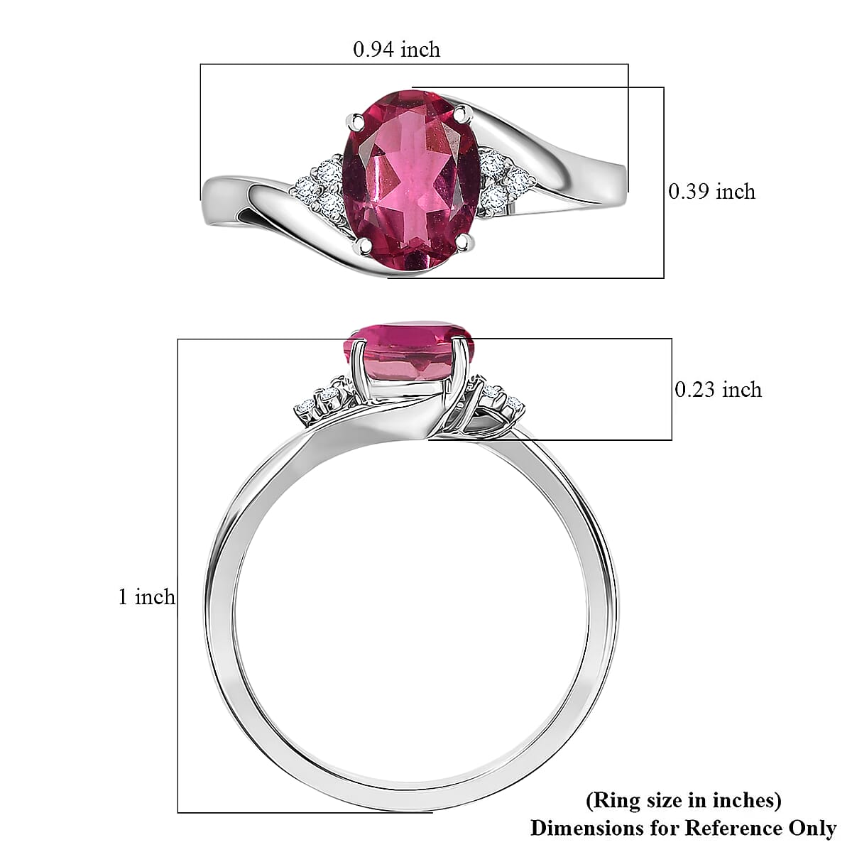 AAA Ouro Fino Rubellite and Diamond I2 2.30 ctw Ring in 10K White Gold (Size 10.0) image number 5