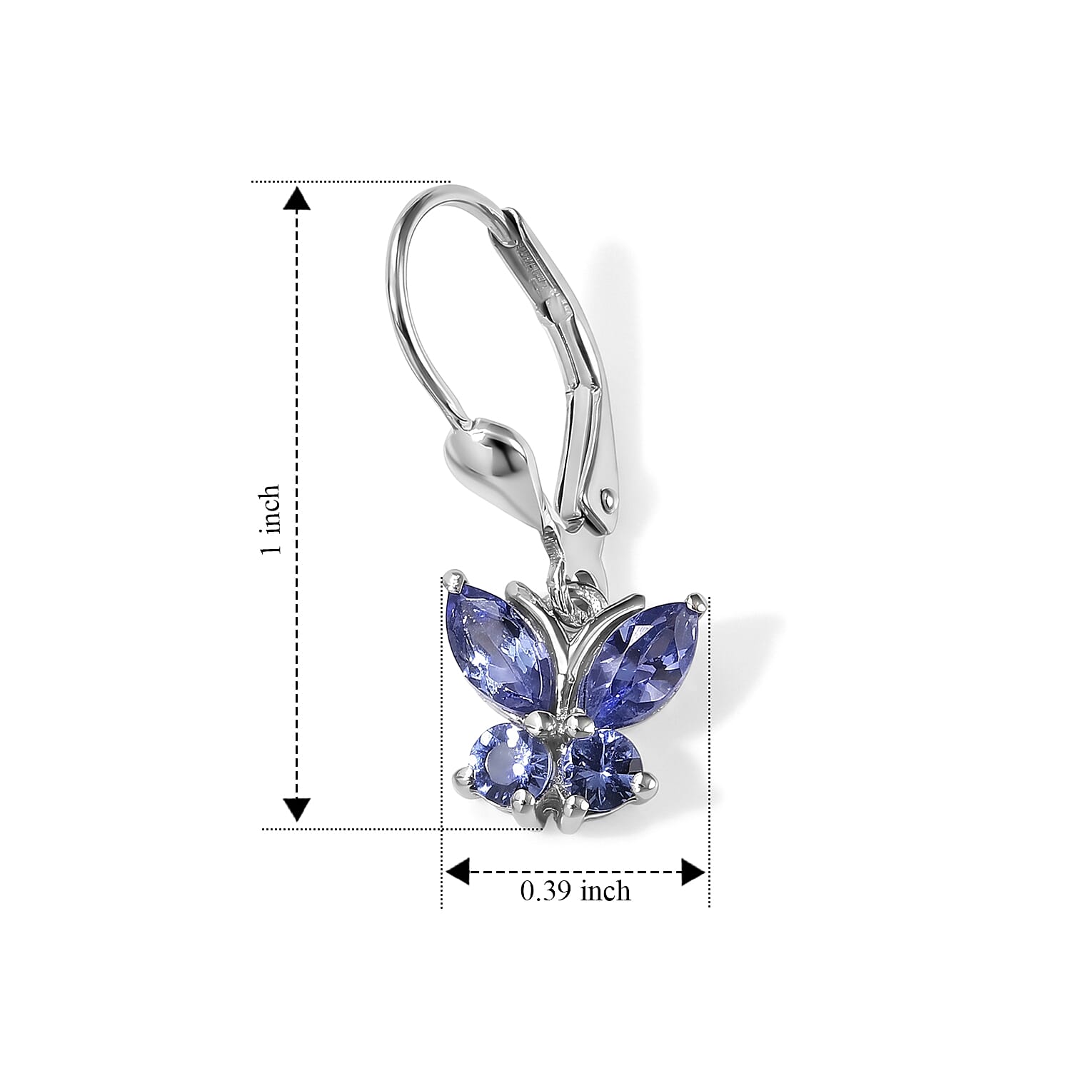 D'Joy Tanzanite 1.60 ctw Earrings in Rhodium Over Sterling Silver