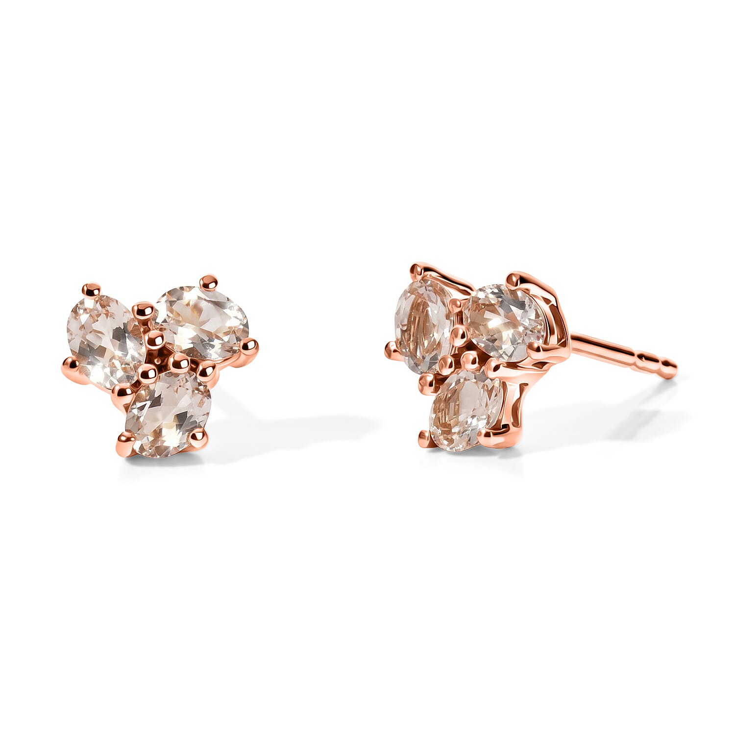 D'Joy Marropino Morganite 0.90 ctw Earrings in 18K Vermeil Rsoe Gold Over Sterling Silver