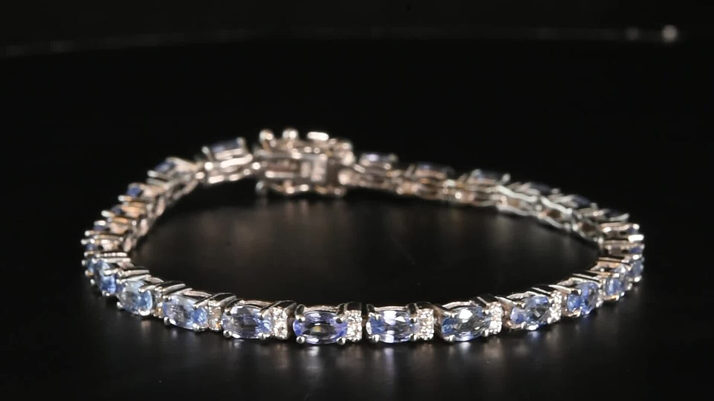 D'Joy AAA Radiant Ember Garnet, Moissanite Bracelet in Rhodium Over Sterling Silver (6.50 In) 7.50 ctw