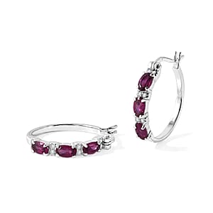 D'Joy AAA Radiant Ember Garnet and Moissanite 2.00 ctw Earrings in Rhodium Over Sterling Silver