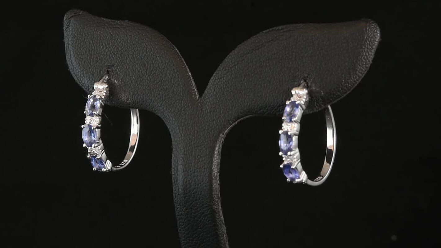 D'Joy AAA Radiant Ember Garnet, Moissanite Earrings in Rhodium Over Sterling Silver 2.00 ctw