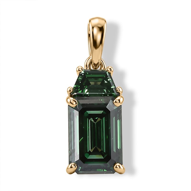 SGL Certified Luxuriant Lab Grown Green Diamond (VS) 2.25 ctw Pendant without Chain in 10K Green Gold