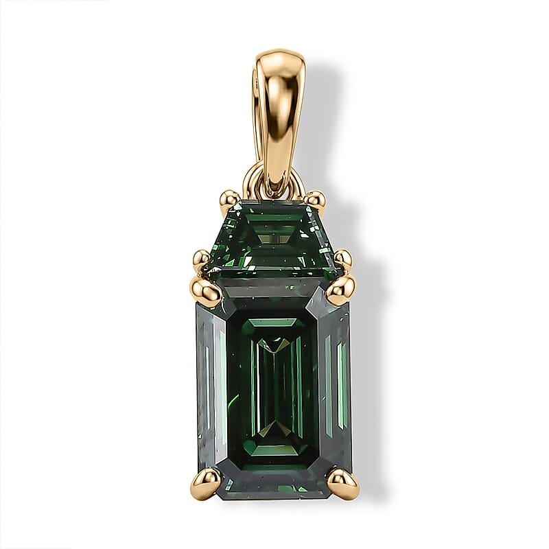 SGL Certified Luxuriant Lab Grown Green Diamond (VS) 2.25 ctw Pendant without Chain in 10K Green Gold