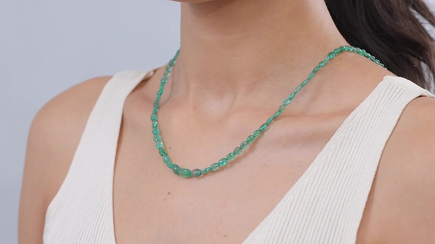 Rhapsody 950 Platinum AAAA Kagem Zambian Emerald Necklace (18 Inches) 45.00 ctw