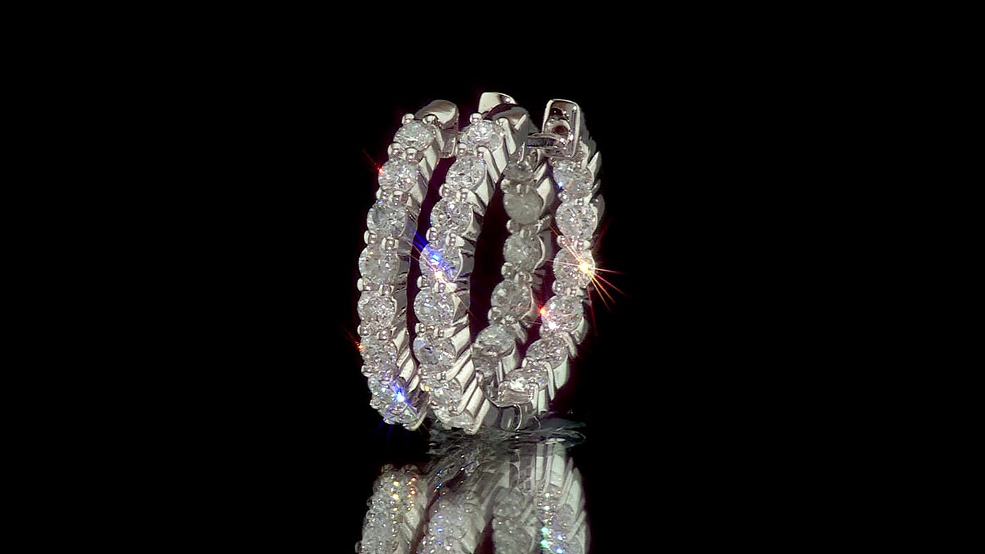 D'Joy Lab Grown Diamond (I2) Hoop Earrings in Rhodium Over Sterling Silver 2.00 ctw