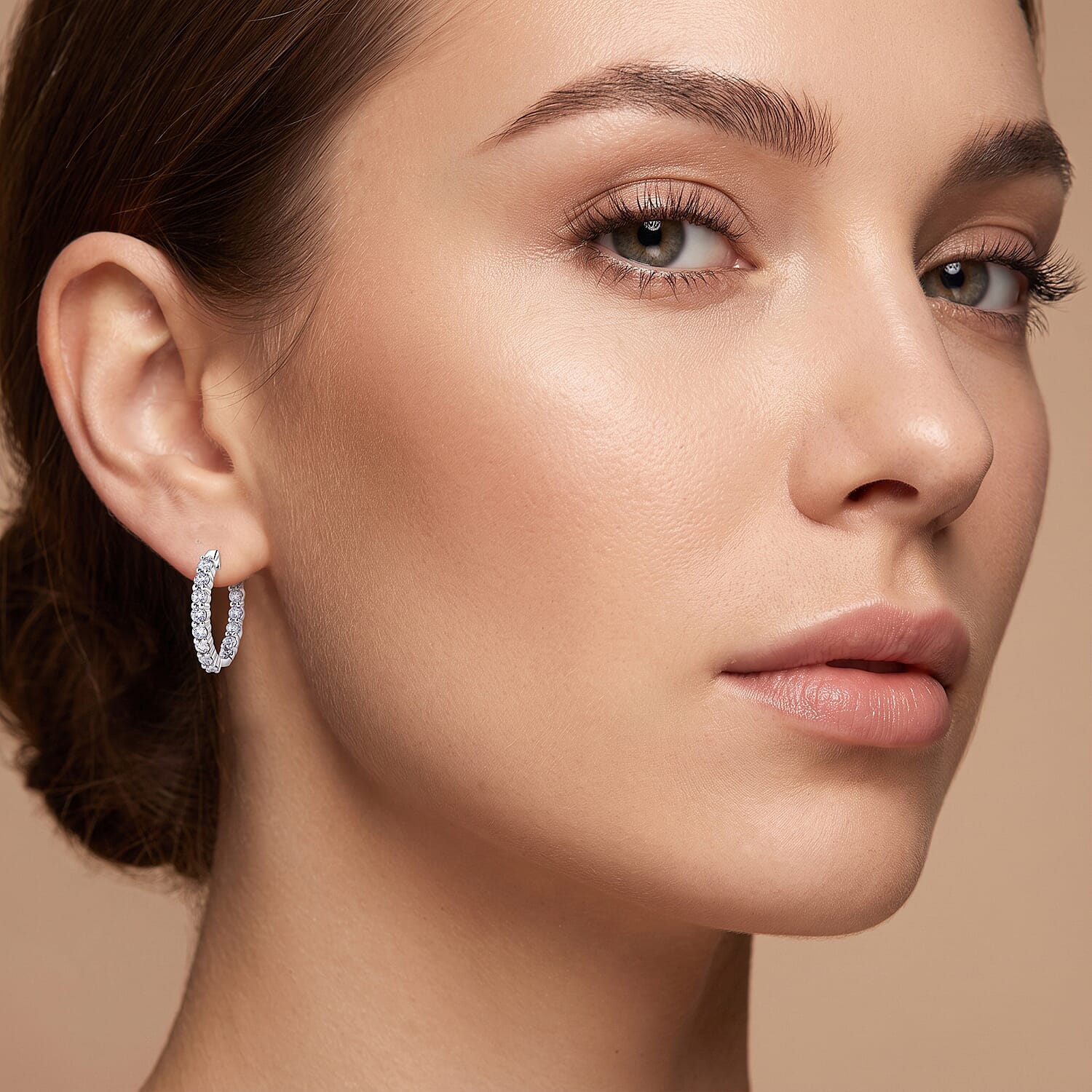 D'Joy Lab Grown Diamond I2 2.00 ctw Timeless Hoop Earrings in Rhodium Over Sterling Silver