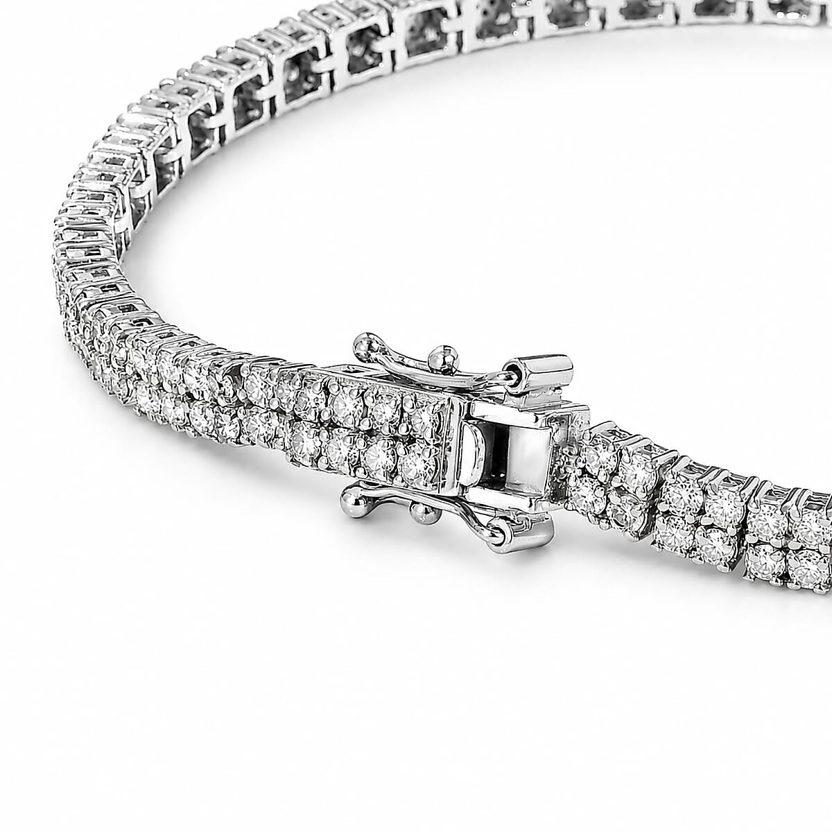 D'Joy Lab Grown Diamond 4.60 ctw Two Row Line Bracelet in Rhodium Over Sterling Silver (6.50 In) image number 3