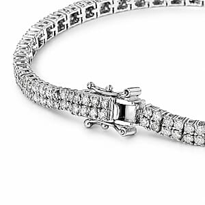 D'Joy Lab Grown Diamond 4.60 ctw Two Row Line Bracelet in Rhodium Over Sterling Silver (6.50 In)