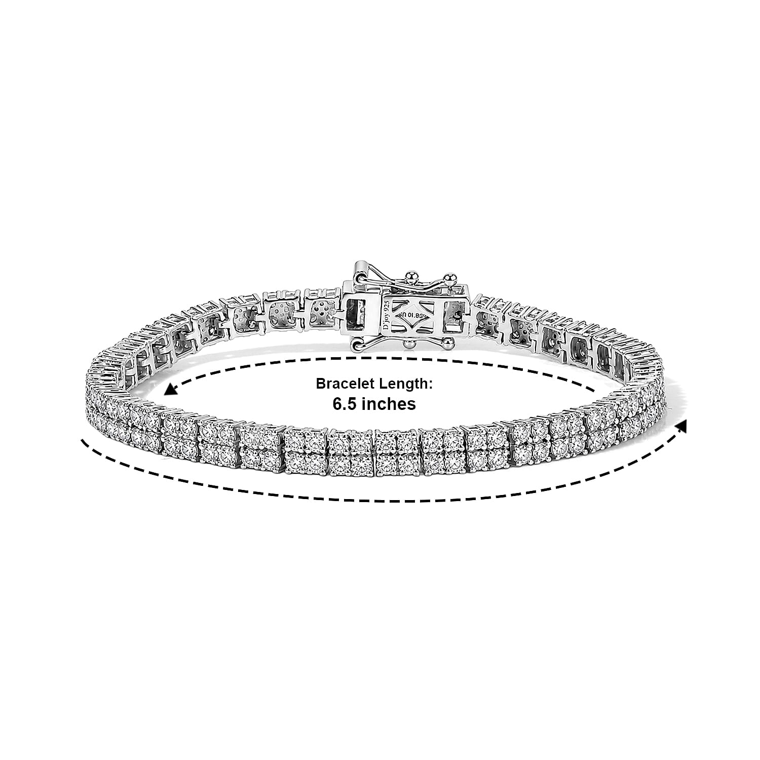 D'Joy Lab Grown Diamond 4.60 ctw Two Row Line Bracelet in Rhodium Over Sterling Silver (6.50 In)