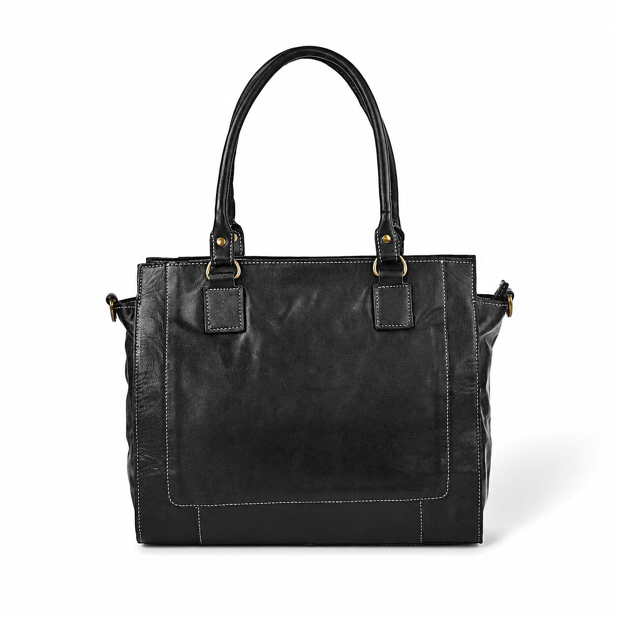 La Marey Black Genuine Leather Handbag with RFID Protection
