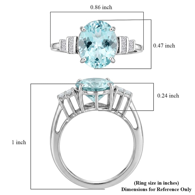 Luxoro AAA Mangoro Aquamarine and Diamond G-H I2 3.35 ctw Classic Calm Ring in 10K White Gold (Size 5.5)