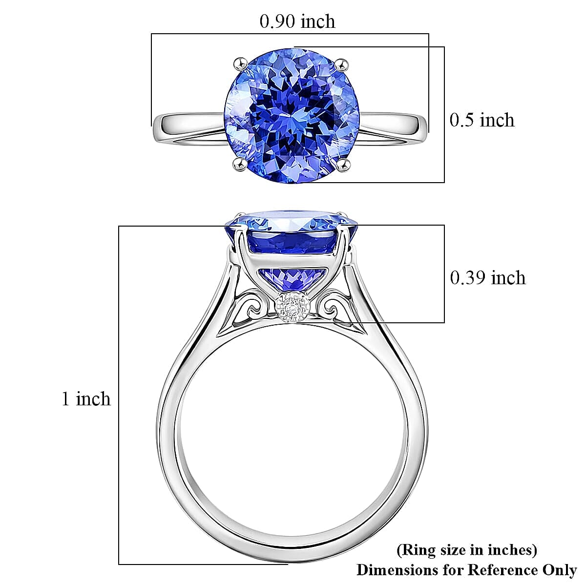 Certified & Appraised Rhapsody AAAA Tanzanite and Diamond E-F VS 4.35 ctw Ring in 950 Platinum (Size 5.5) 5.35 Grams