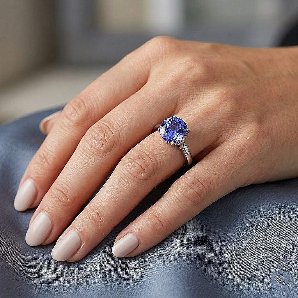 Certified & Appraised Rhapsody AAAA Tanzanite and Diamond E-F VS 4.35 ctw Ring in 950 Platinum (Size 6.5) 5.35 Grams