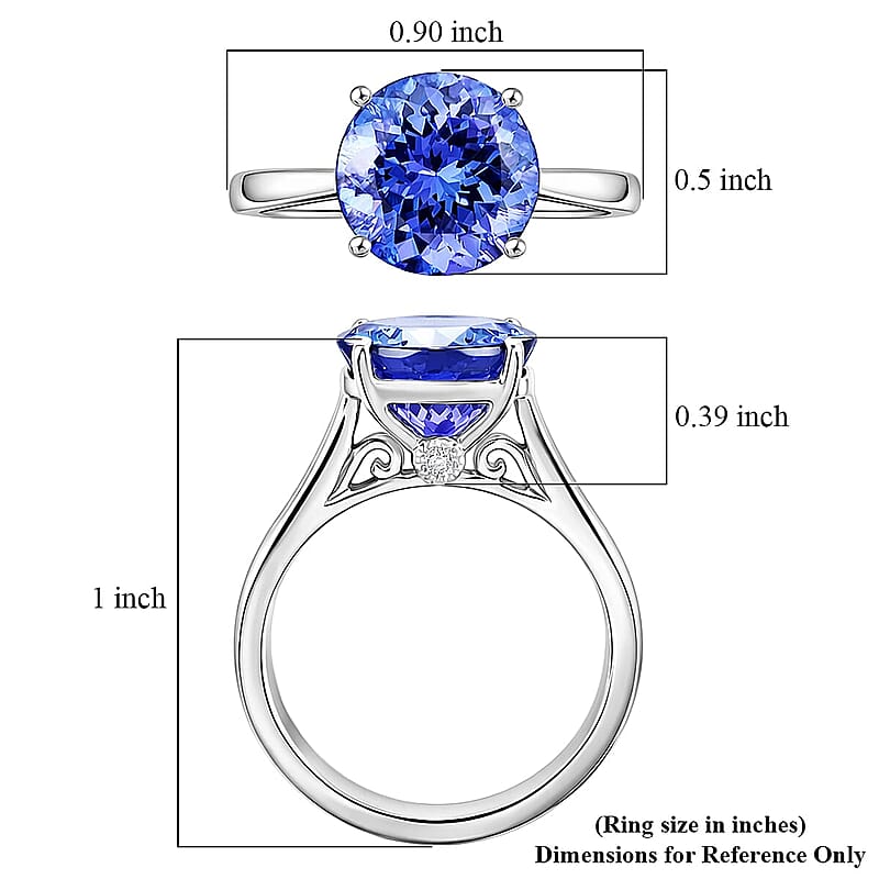 Certified & Appraised Rhapsody AAAA Tanzanite and Diamond E-F VS 4.35 ctw Ring in 950 Platinum (Size 10.5) 5.35 Grams
