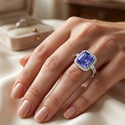 Certified & Appraised Rhapsody AAAA Tanzanite and E-F VS Diamond 4.00 ctw Ring in 950 Platinum (Size 5.5) 6.50 Grams