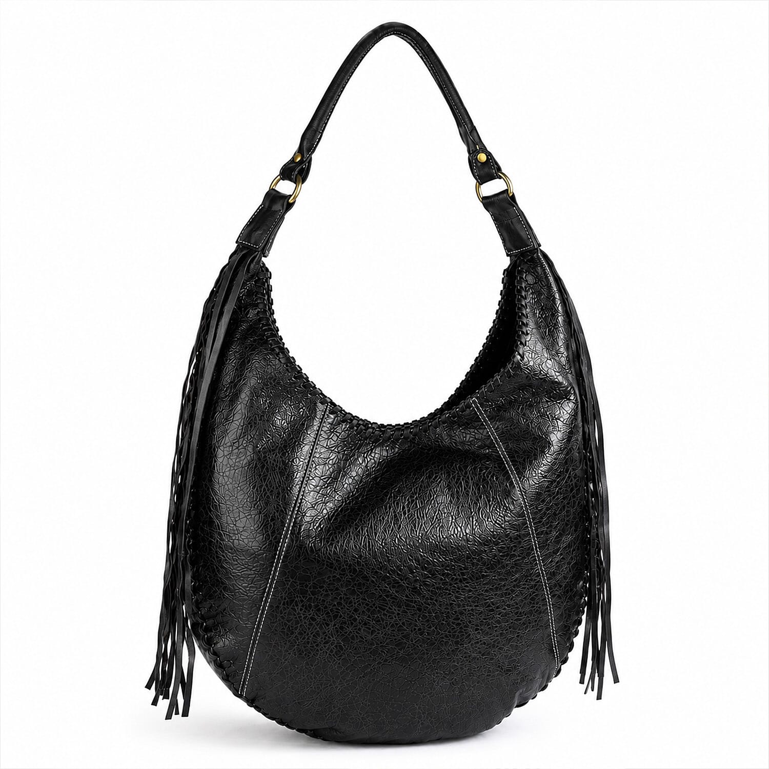 La Marey Black Genuine Leather Moon Shape Bag