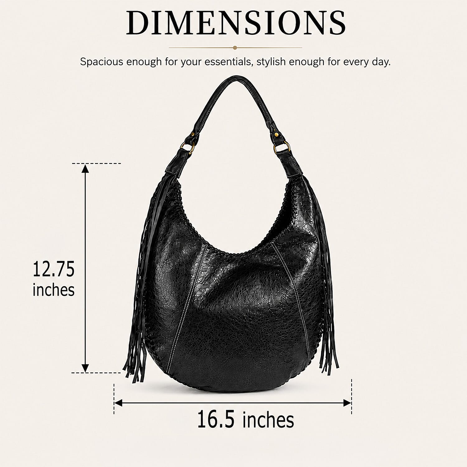 La Marey Black Genuine Leather Moon Shape Bag