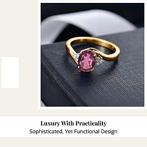 Premium Ouro Fino Rubellite and Diamond I2 2.30 ctw Ring in 10K Yellow Gold (Size 8.0)