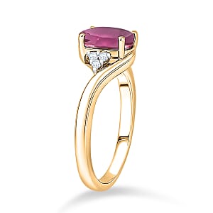 Premium Ouro Fino Rubellite and Diamond I2 2.30 ctw Ring in 10K Yellow Gold (Size 8.0)