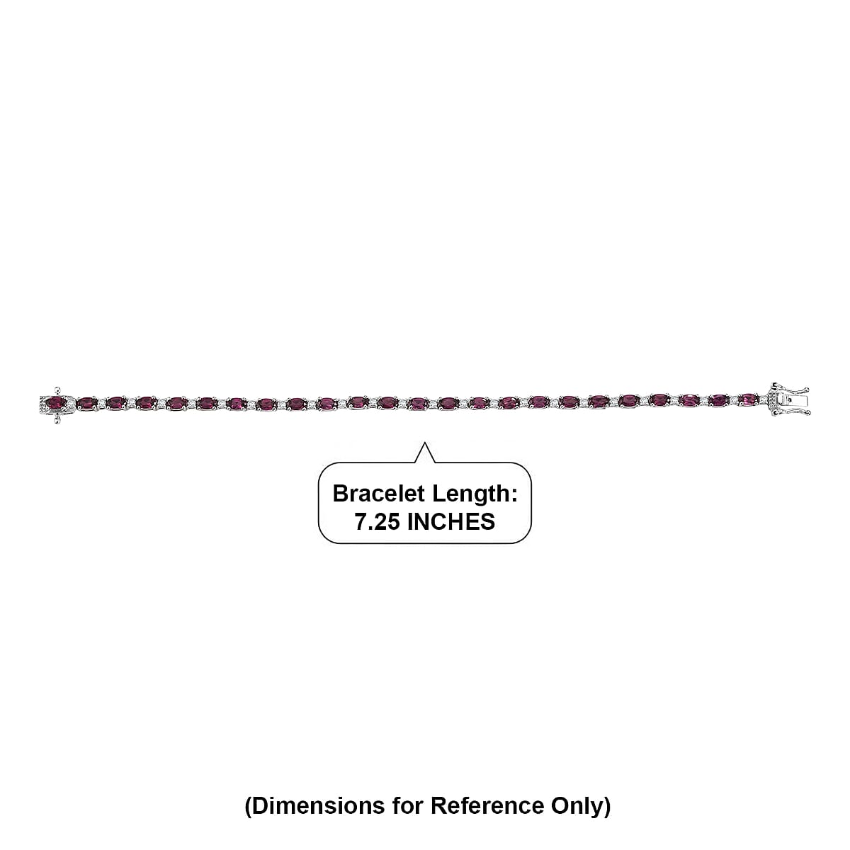 D'Joy AAA Radiant Ember Garnet and Lab Grown Diamond I2-I3 7.90 ctw Velvet Fire Tennis Bracelet in Rhodium Over Sterling Silver (7.25 In) image number 4