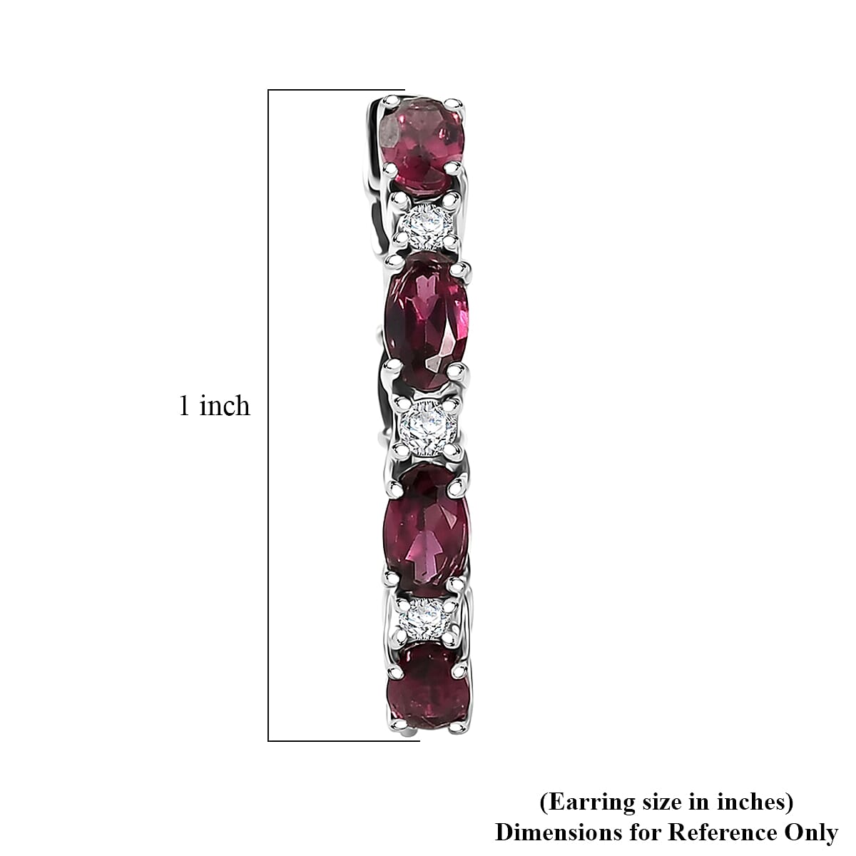 D'Joy AAA Radiant Ember Garnet and Lab Grown Diamond I2-I3 4.90 ctw Velvet Fire Hoop Earrings in Rhodium Over Sterling Silver image number 4