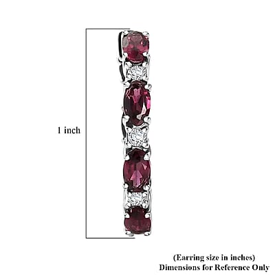 D'Joy AAA Radiant Ember Garnet and Lab Grown Diamond I2-I3 4.90 ctw Velvet Fire Inside Out Hoop Earrings in Rhodium Over Sterling Silver