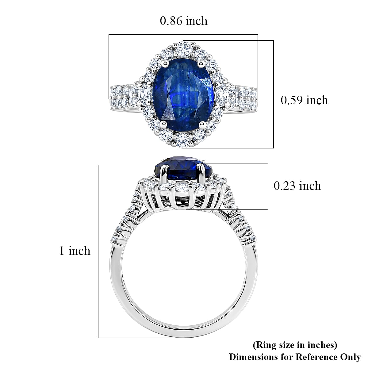 Certified & Appraised D'Joy Premium Kashmir Kyanite and Moissanite 4.15 ctw Ring in Rhodium Over Sterling Silver (Size  9.0) image number 5