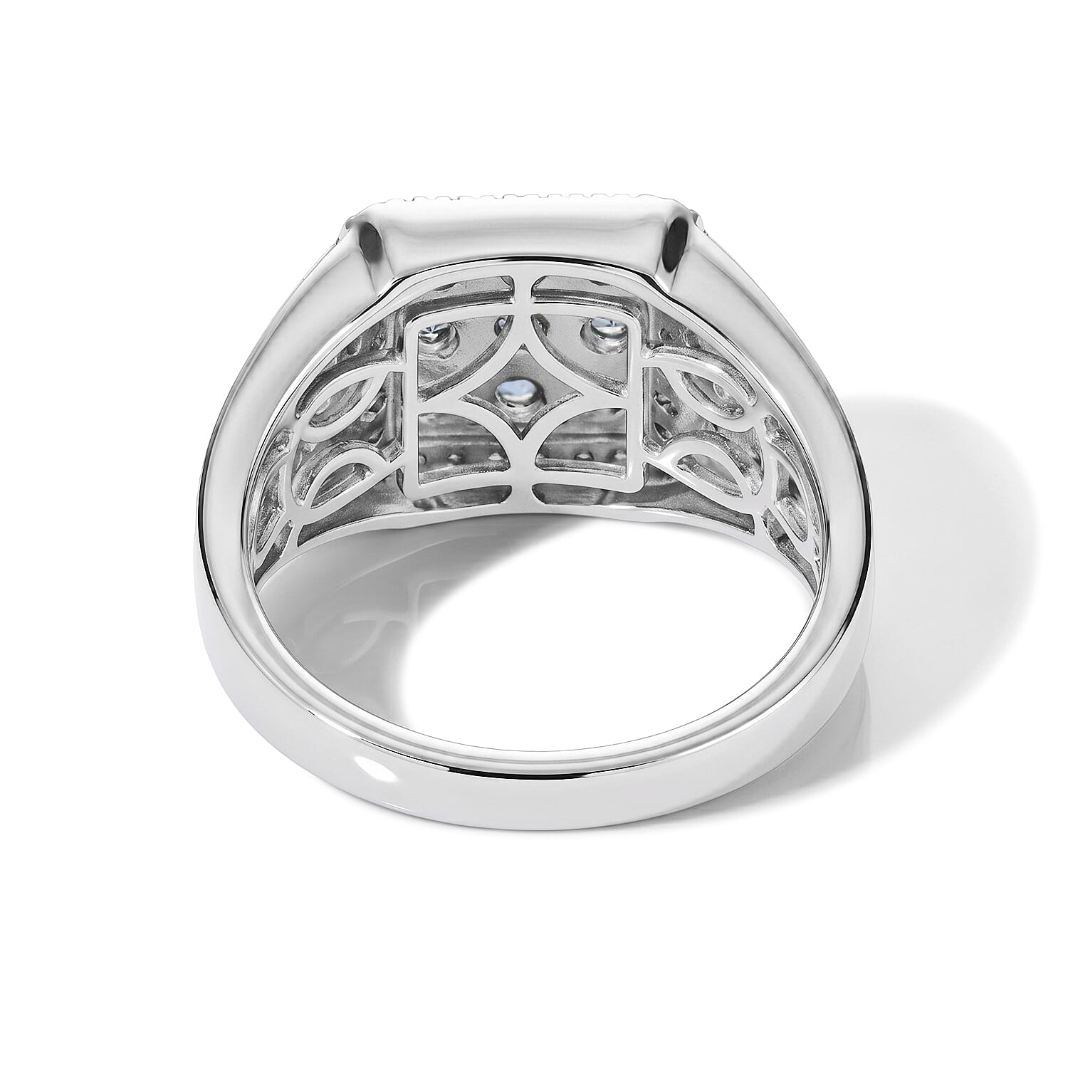 D'Joy Ceylon Blue Sapphire and Moissanite 1.80 ctw Men's Ring in Rhodium Over Sterling Silver (Size 11.0)
