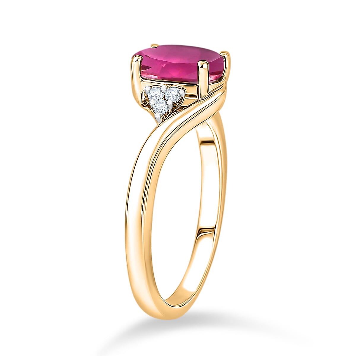 AAA Ouro Fino Rubellite and Diamond I2 2.30 ctw Ring in 10K Yellow Gold (Size 5.0) image number 3