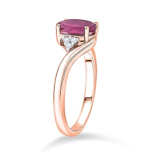 Premium Ouro Fino Rubellite and Diamond I1 2.30 ctw Ring in 14K Rose Gold (Size 6.5) 4.20 Grams
