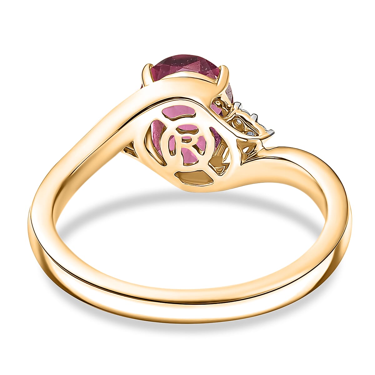 Premium Ouro Fino Rubellite and Diamond G-H SI 2.30 ctw Ring in 18K Yellow Gold (Size 8.5) 4.80 Grams image number 4