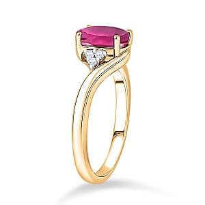 AAA Ouro Fino Rubellite and Diamond G-H SI 2.30 ctw Ring in 18K Yellow Gold (Size 8.5) 4.80 Grams