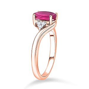 AAA Ouro Fino Rubellite and Diamond G-H SI 2.30 ctw Ring in 18K Rose Gold (Size 10.5) 4.80 Grams