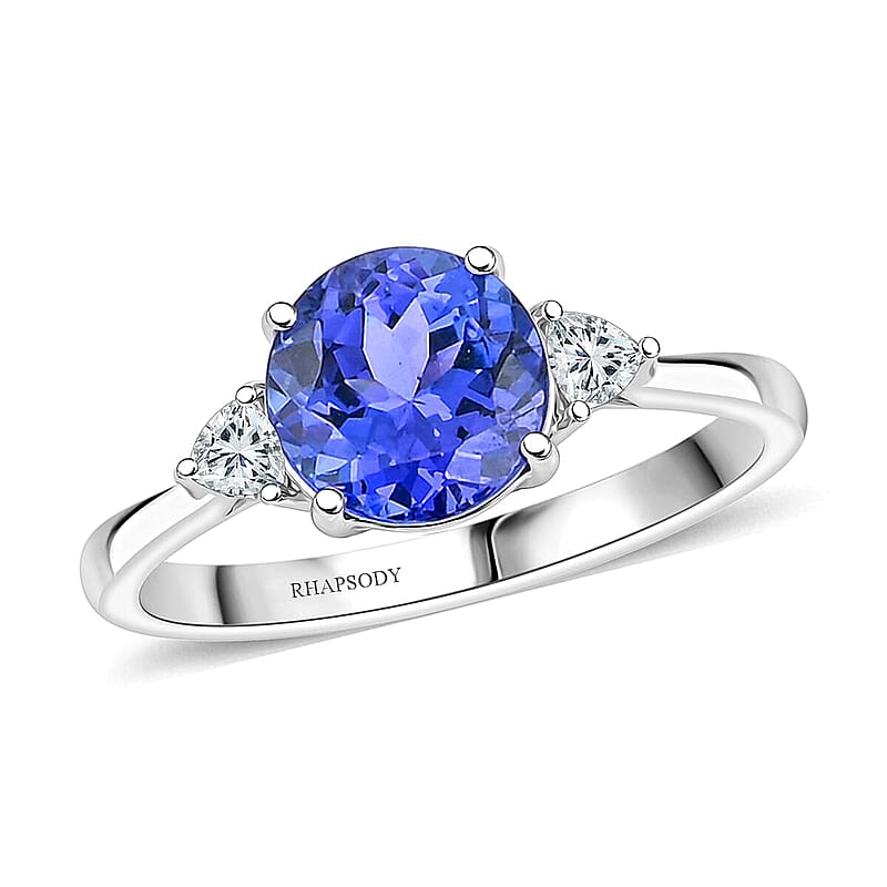 Certified & Appraised Rhapsody AAAA Tanzanite and E-F VS Diamond 2.30 ctw Ring in 950 Platinum (Size 5.0) 4.29 Grams