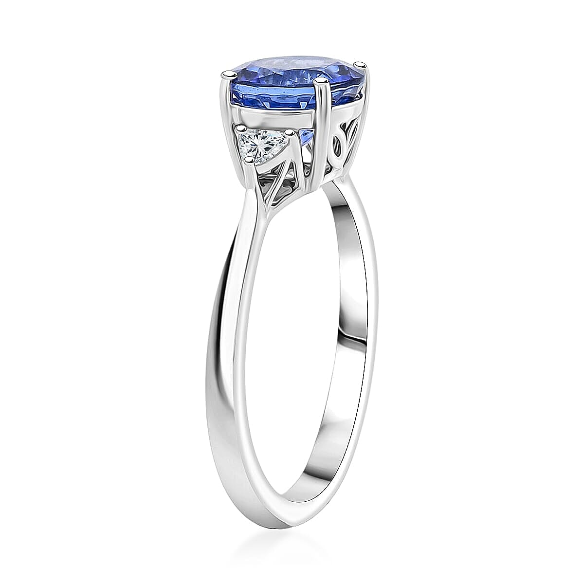 Certified & Appraised Rhapsody AAAA Tanzanite and E-F VS Diamond 2.30 ctw Ring in 950 Platinum (Size 10.5) 4.29 Grams image number 3