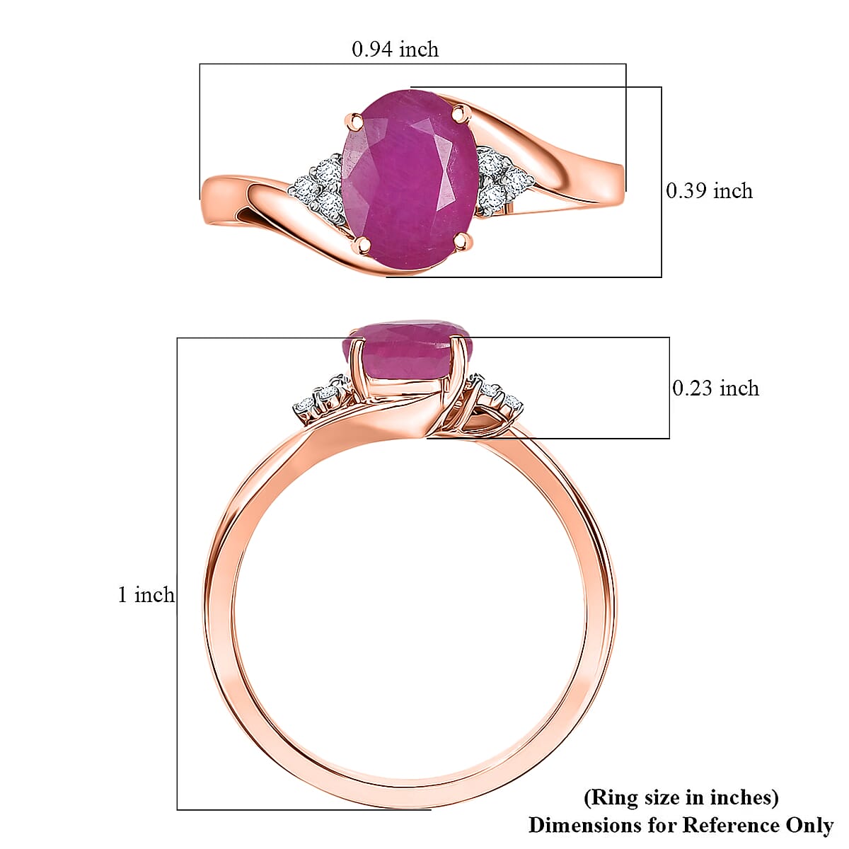 Premium Mozambique Ruby and Diamond I1 2.70 ctw Ring in 14K Rose Gold (Size 11.0) 4.20 Grams image number 5