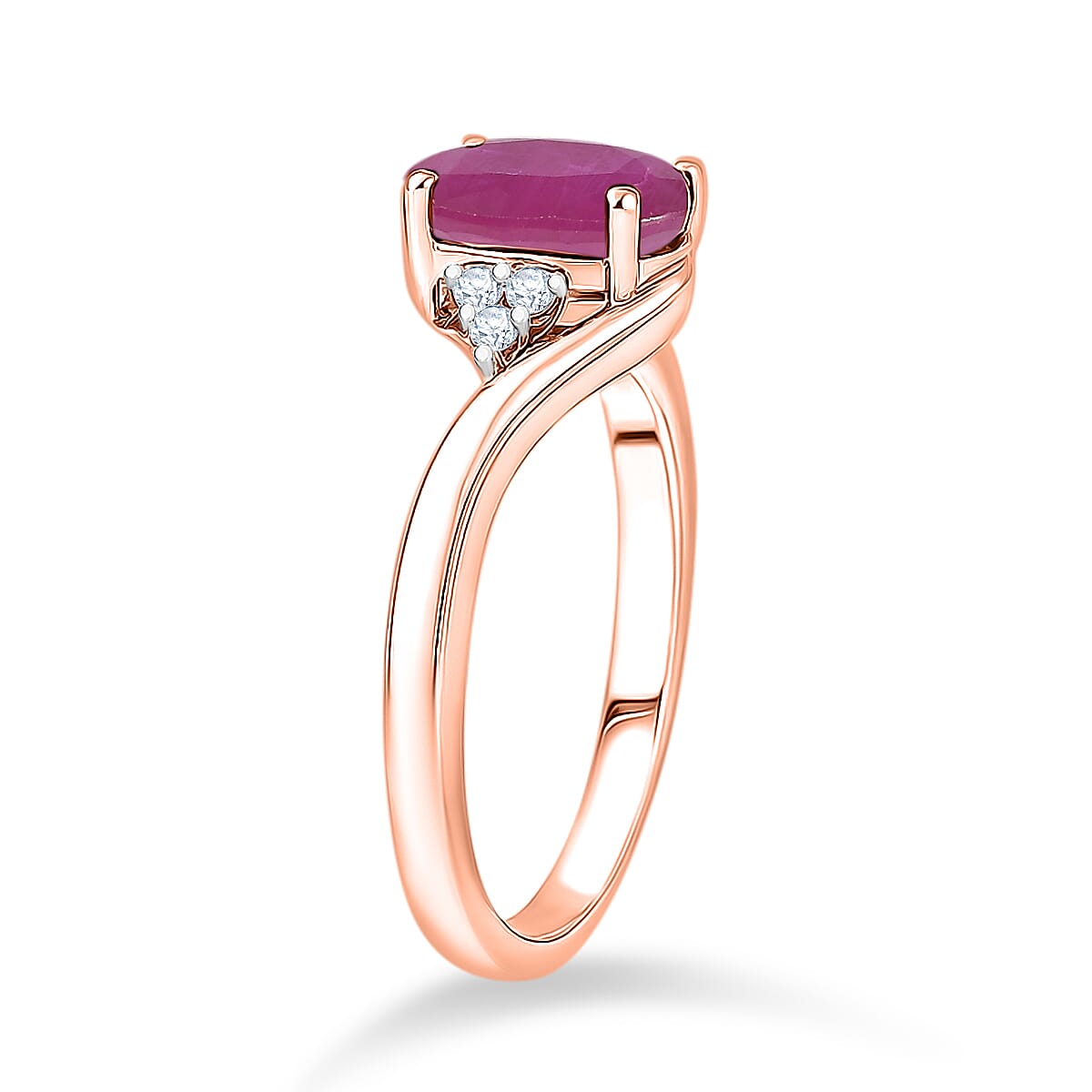 Premium Mozambique Ruby and Diamond I1 2.70 ctw Ring in 14K Rose Gold (Size 4.5) 4.20 Grams image number 3