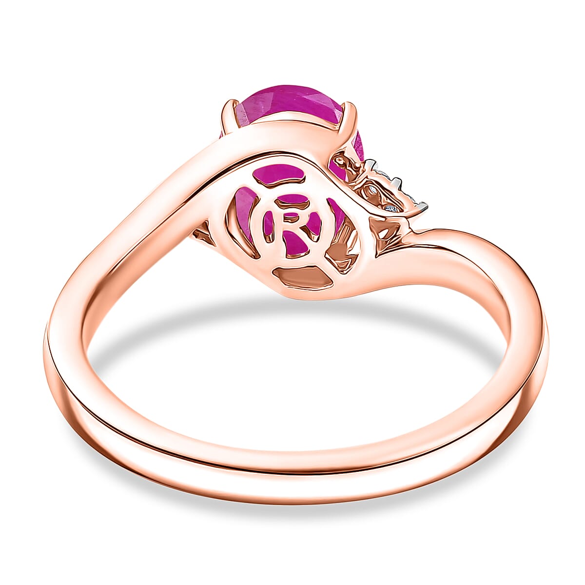 AAAA Mozambique Ruby and Diamond I1 2.70 ctw Ring in 14K Rose Gold (Size 4.0) 4.20 Grams image number 4