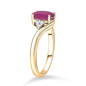 Premium Mozambique Ruby and Diamond G-H SI 2.70 ctw Ring in 18K Yellow Gold (Size 9.0) 4.80 Grams