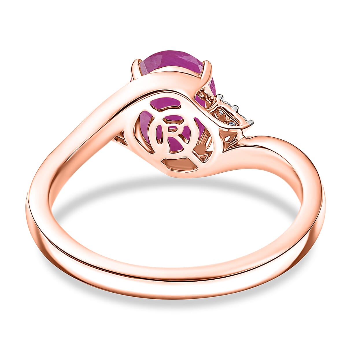 Premium Mozambique Ruby and Diamond G-H SI 2.70 ctw Ring in 18K Rose Gold (Size 10.0) 4.80 Grams image number 4