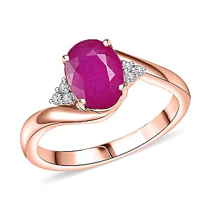 AAAA Mozambique Ruby and Diamond G-H SI 2.70 ctw Ring in 18K Rose Gold (Size 11.0) 4.80 Grams