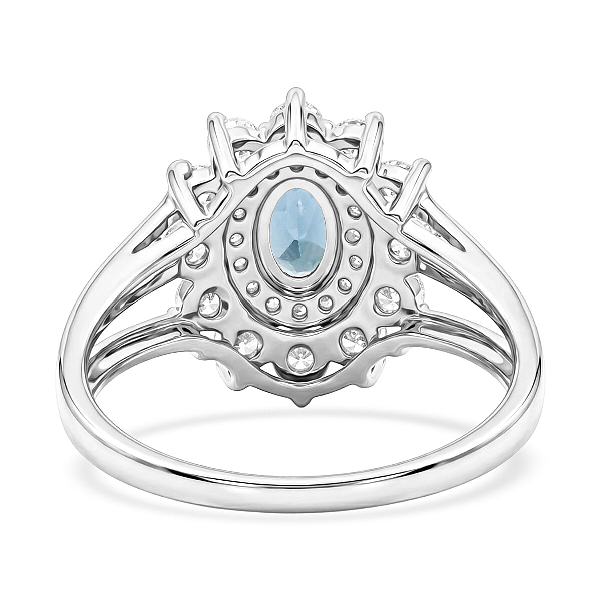 Teal Quartz and Simulated Diamond 2.50 ctw Ring in Sterling Silver (Size 8.0)