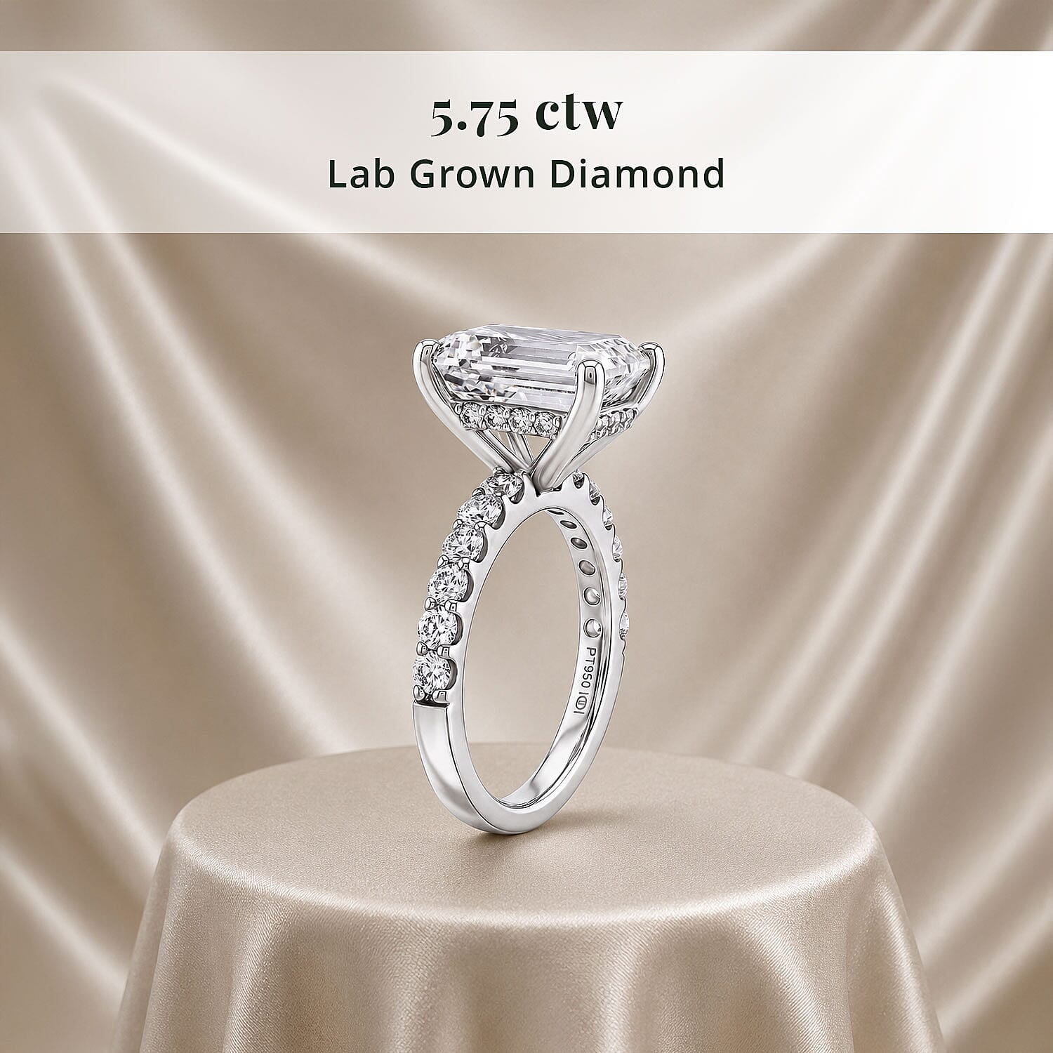 Luxuriant Lab Grown Diamond 5.75 ctw Engagement Ring in 950 Platinum (Size 6.0) 6.50 Grams