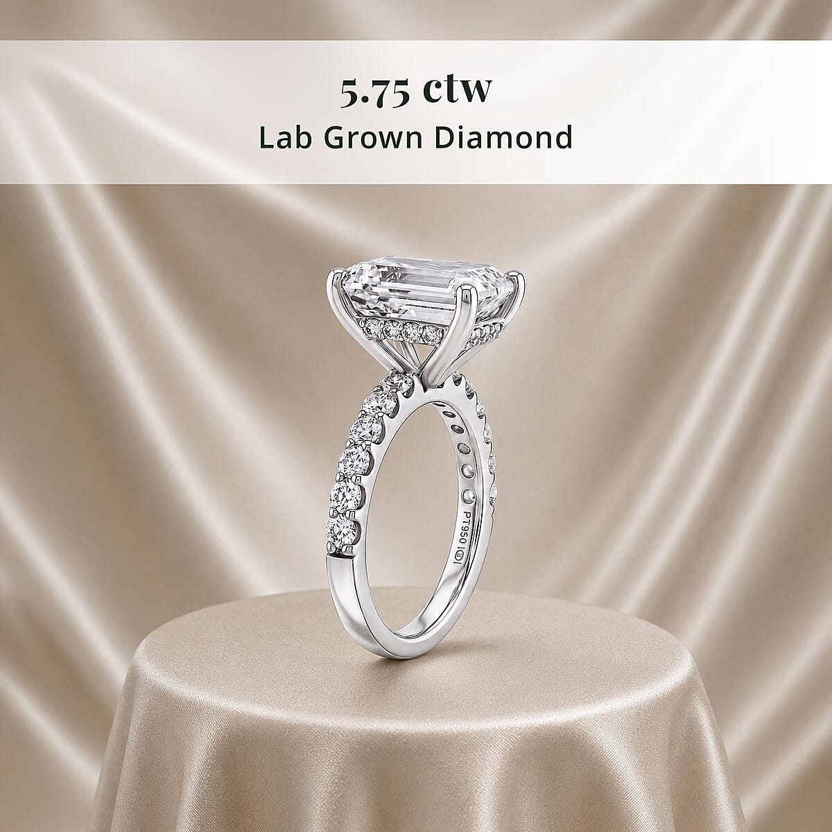 Luxuriant Lab Grown Diamond 5.75 ctw Engagement Ring in 950 Platinum (Size 6.0) 6.50 Grams image number 2